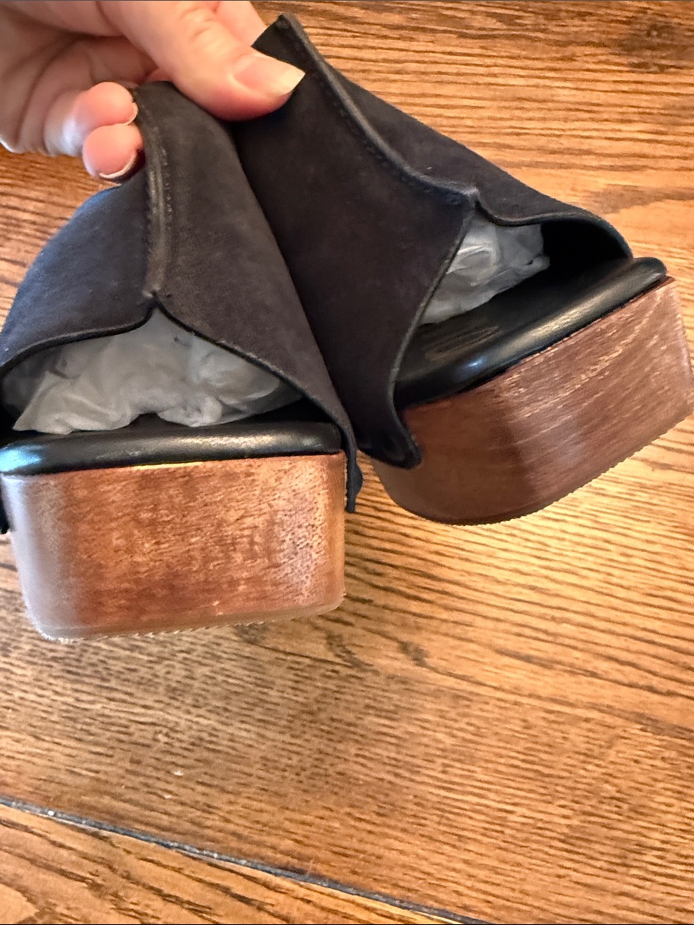 Sam Edelman Josselyn Black Suede Wooden Clog Mule Sandals Size 6 - Picture 6 of 12